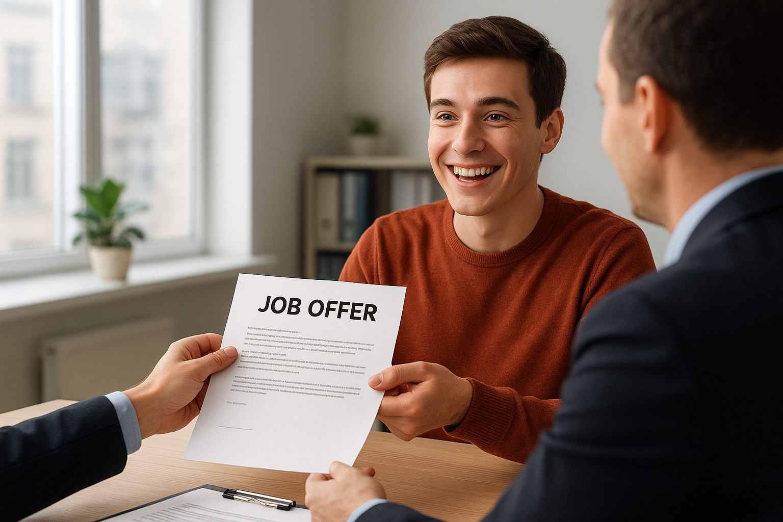 IT student receiving job offer after completing placement training