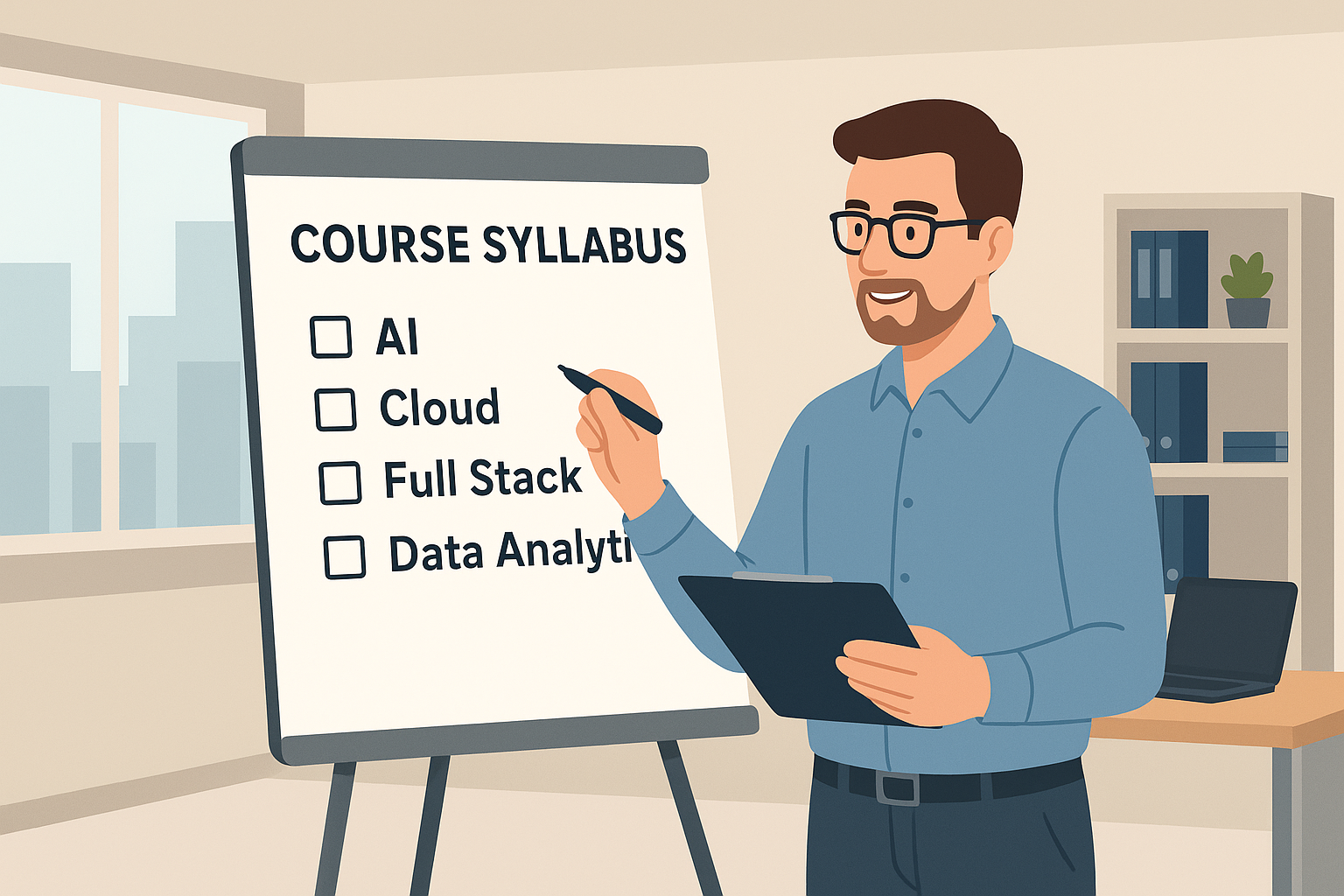 Trainer updating course syllabus with latest IT industry technologies