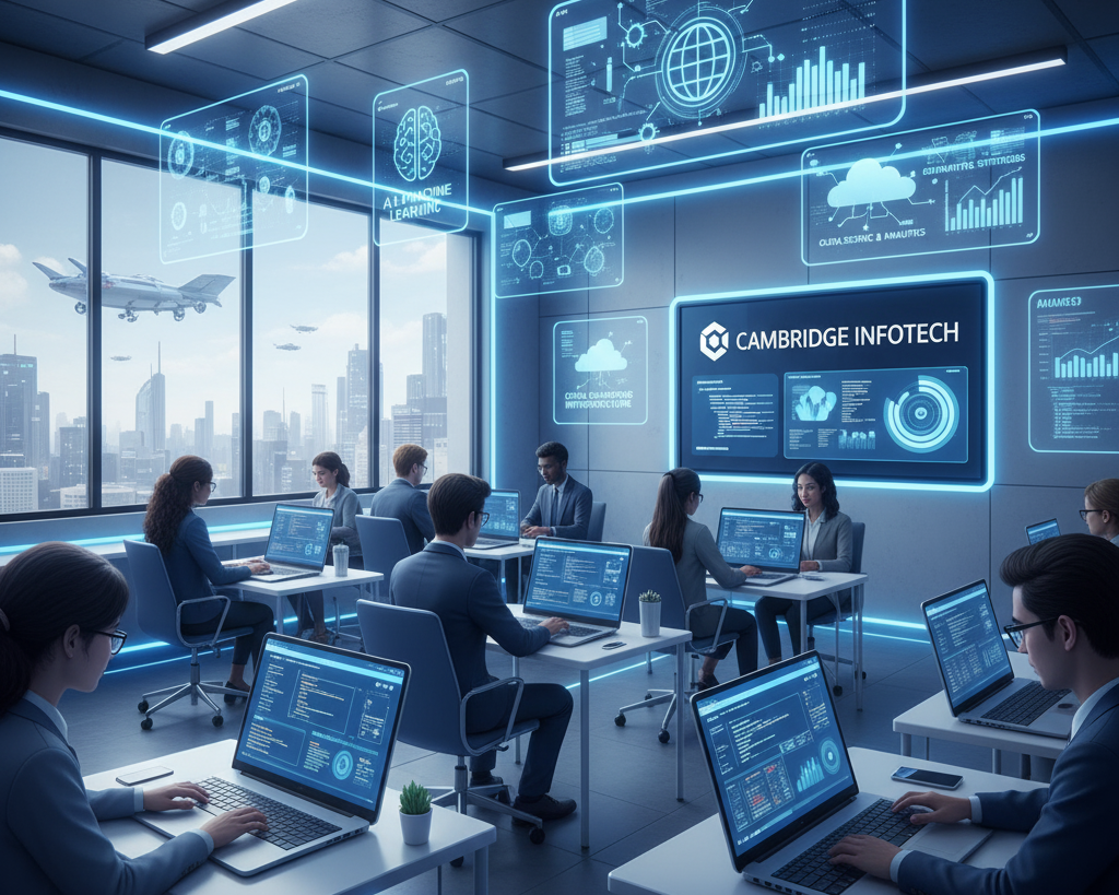 Students learning AI, Data Science, and Cloud Computing in a modern digital classroom — Which Course Is Best to Learn in 2026