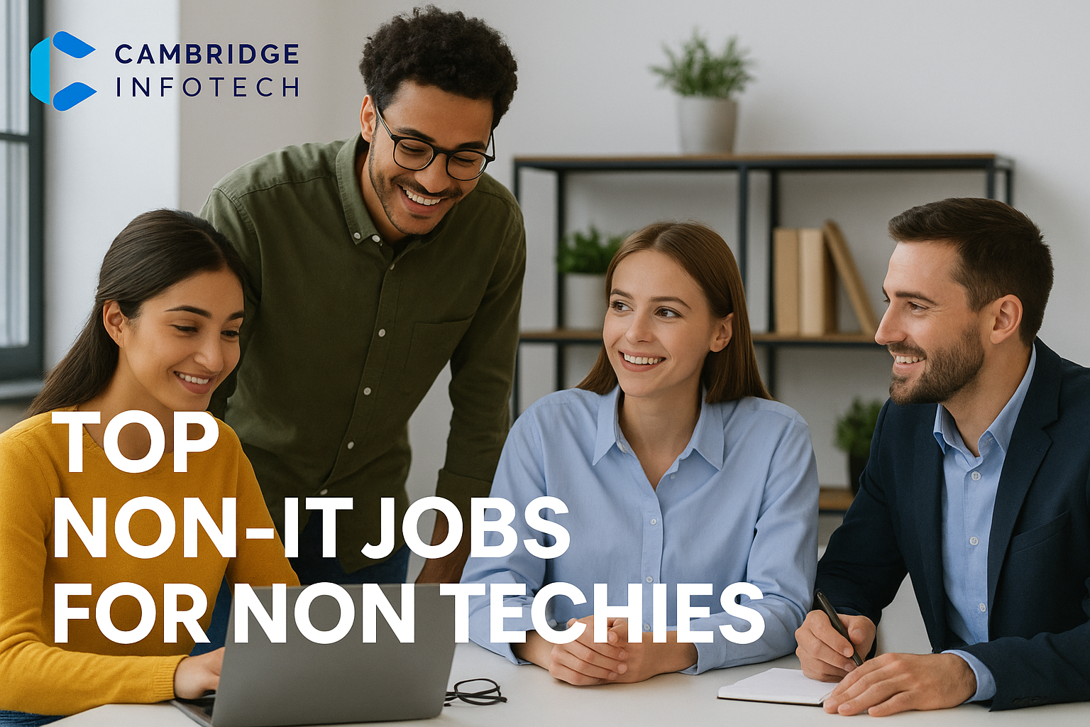 Non-coding professionals collaborating at Cambridge Infotech