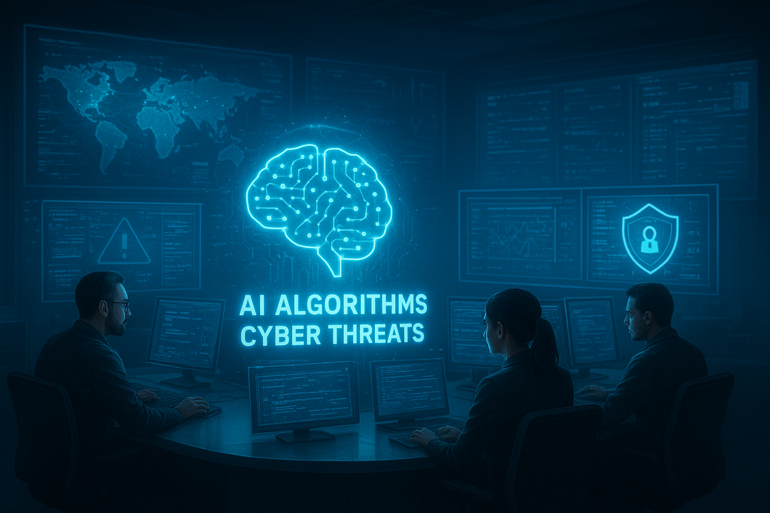 AI in Cybersecurity 2026 – AI algorithms detecting and preventing cyber threats.