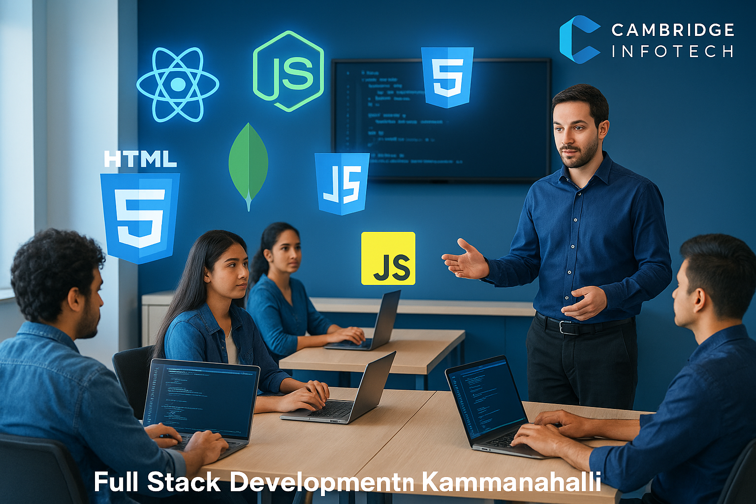 Tools used in Full Stack Development Classes in Kammanahalli including React, Node.js, MongoDB, and GitHub.