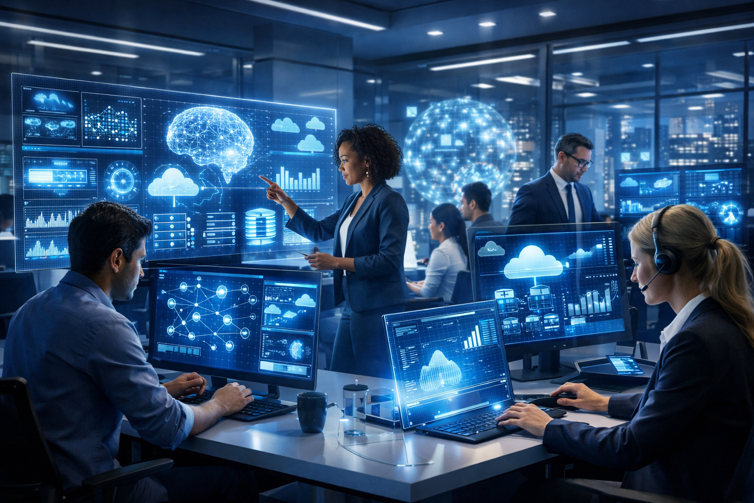 Top AI-powered jobs of 2026–2027 showing professionals working with artificial intelligence and advanced technologies.