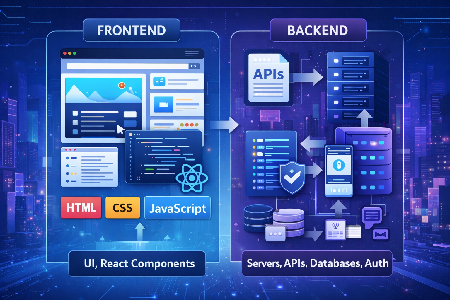 Frontend vs backend development explained in the Full Stack Developer Roadmap in 2026