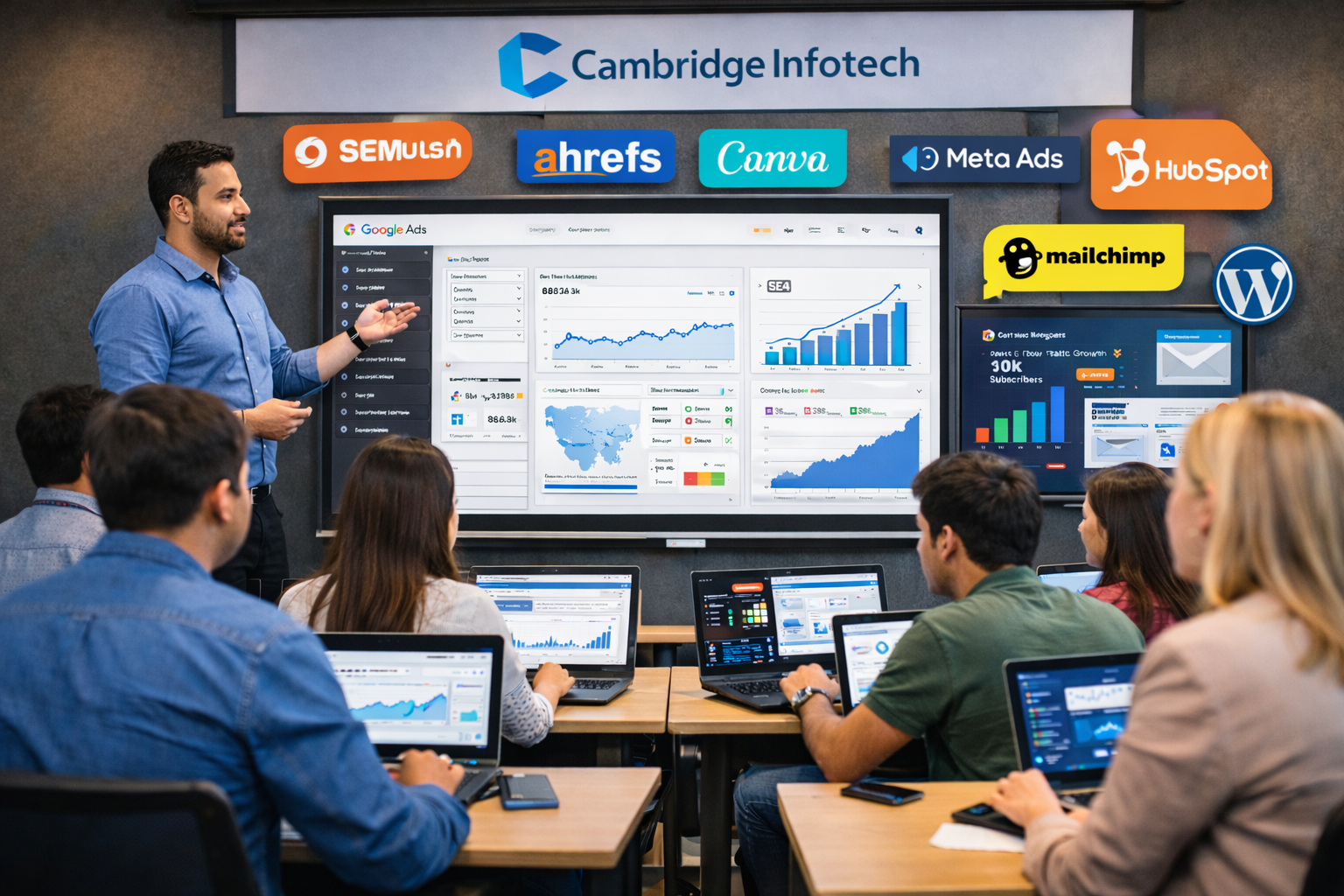 Digital Marketing course classroom training at Cambridge Infotech