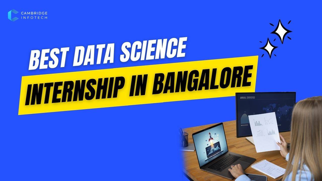 Data science internship in Bangalore at Cambridge Infotech with student working on laptop