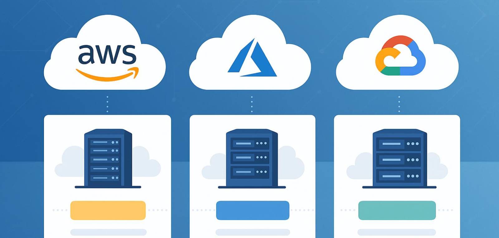 Comparison of AWS vs Azure vs Google Cloud platforms showing features market share and use cases