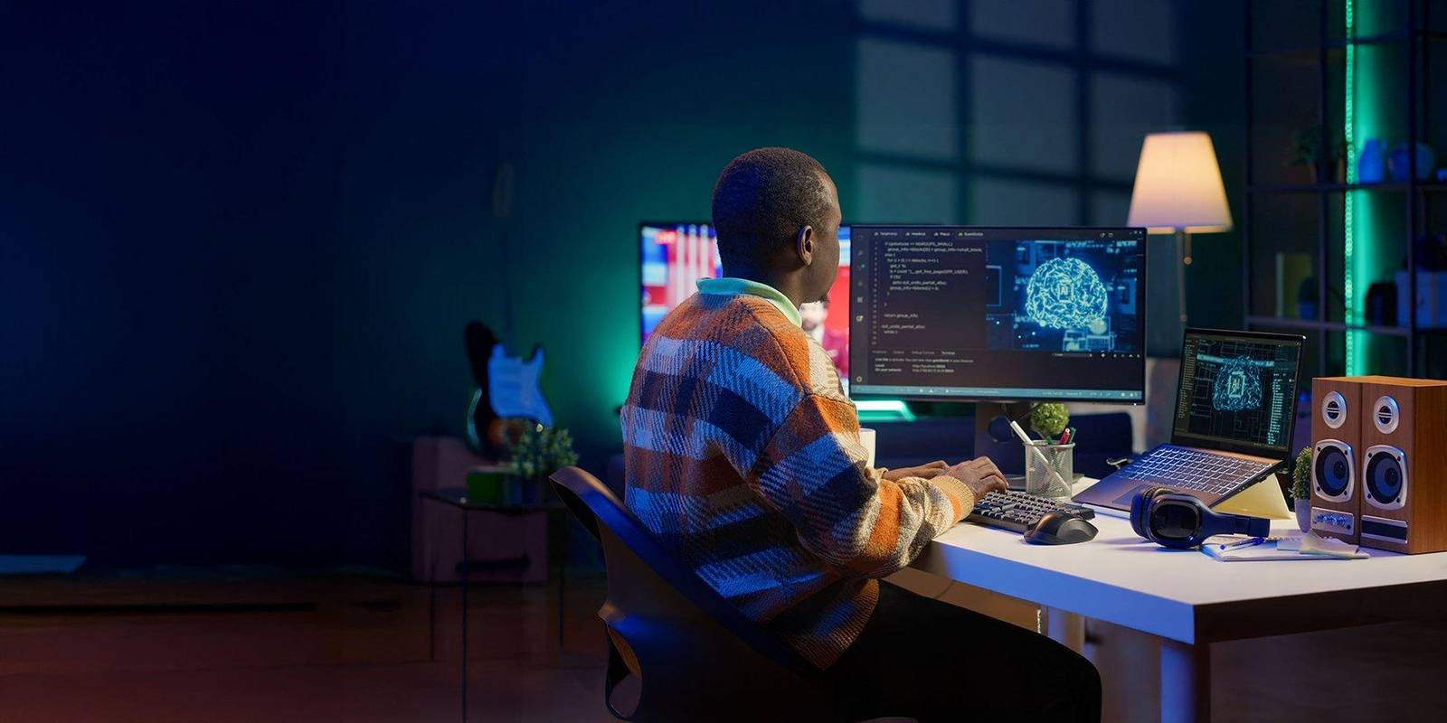 Top AI skills for freshers in India 2026 with futuristic workspace and AI dashboards