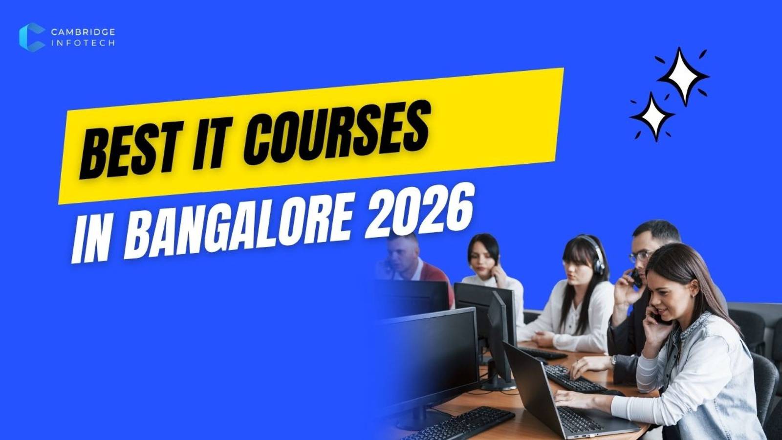 Best IT courses in Bangalore 2026 training institute classroom with students learning AI, data science and full stack development