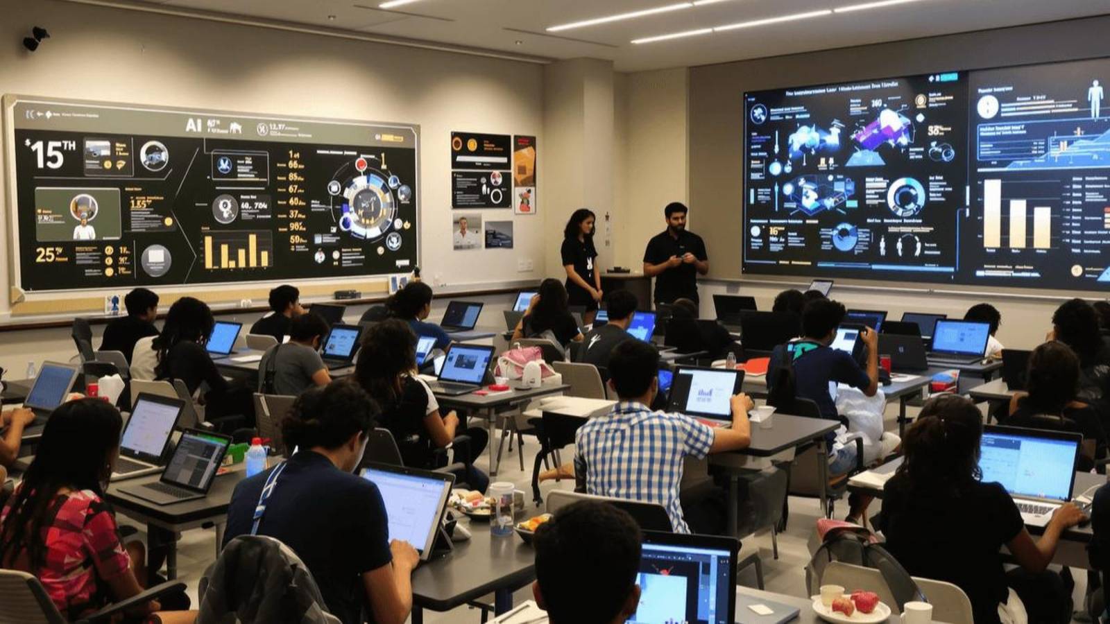 Best IT courses in Bangalore 2026 training institute classroom with students learning AI, data science and full stack development