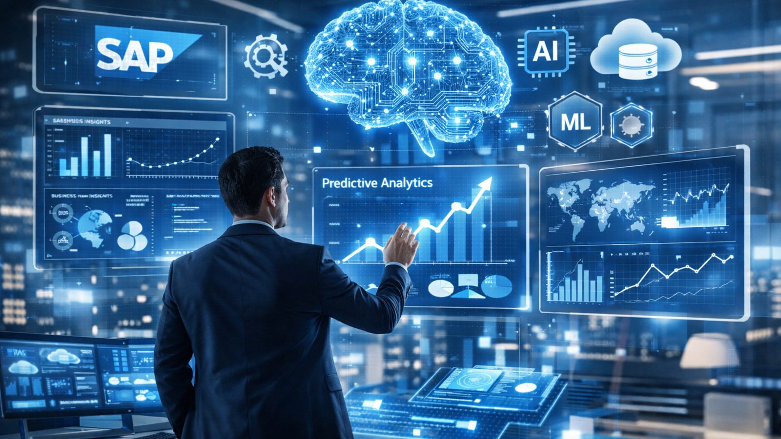 AI in SAP careers showing an SAP professional working with artificial intelligence and intelligent enterprise systems in 2026.