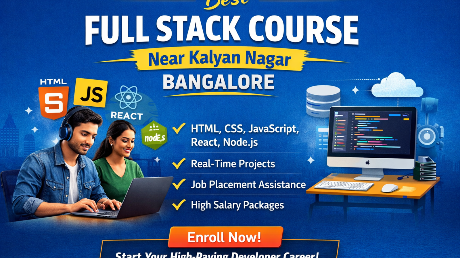 Students learning Full Stack Course Near Kalyan Nagar with real-time projects