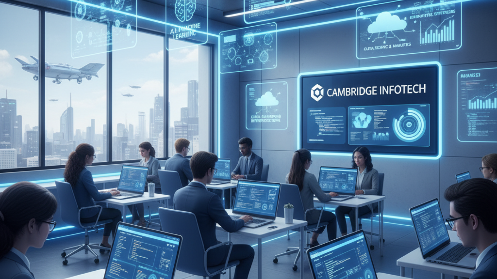 Students learning AI, Data Science, and Cloud Computing in a modern digital classroom — Which Course Is Best to Learn in 2026