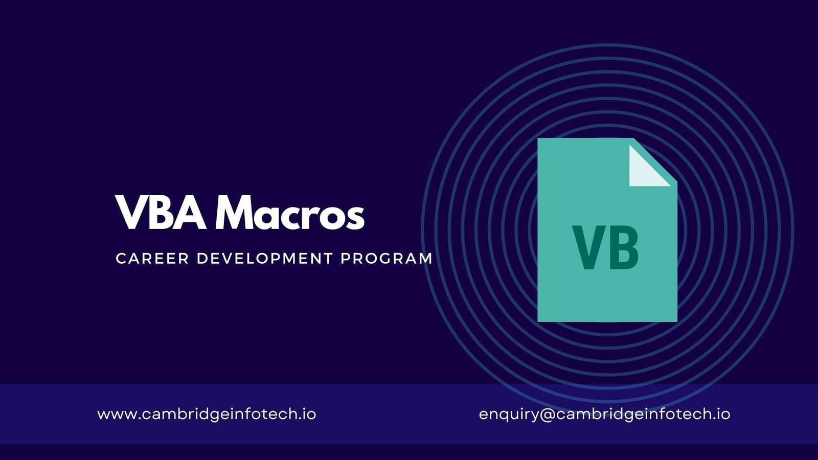 VBA Macros course in Bangalore